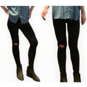 Black Distressed Ripped Knee Skinny Jeans